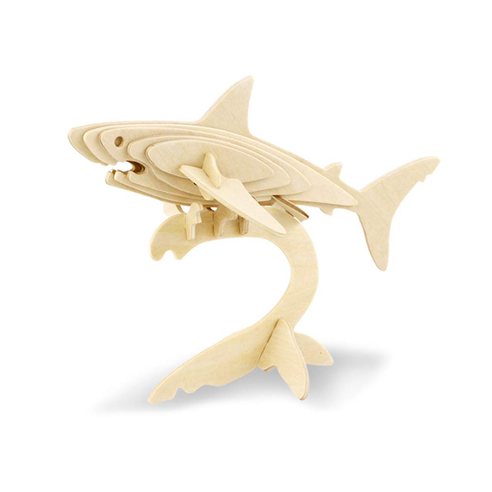 Georgie Porgy 3D Wooden Puzzle Shark Model Woodcraft Construction kit Kids Toys age 5+ (JP229 Shark 18pcs) โ image 1