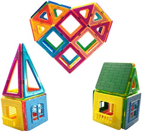 Magnetic Building Blocks Set Educational Kids Toys - 58 Piece: 3 Tile Sizes, Multiple Shapes, 10 Assorted Colors, Magnetic Toys For Kids by MagTiels