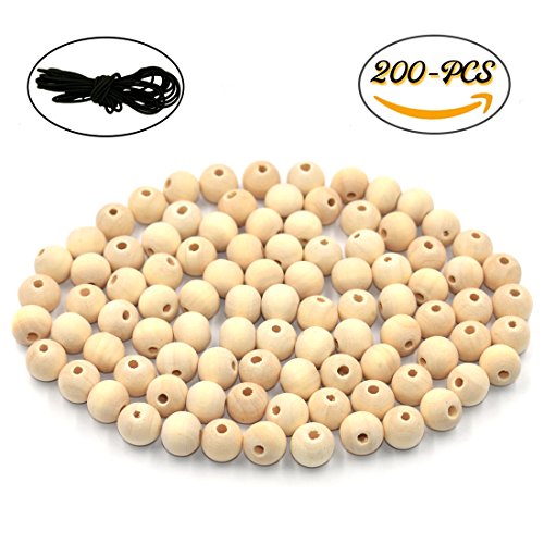 DLUcraft 200PCS 14mm Unfinished Natural Color Round Ball Wood Spacer Beads DIY Loose Wooden Beads for Jewelry Making Bracelet Spacer Charms