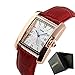 IJAHWRS Womens Analog Watches Quartz Wristwatch Business Casual Watch Unique Dress Watch Square Dial Roman Numeral Strap Fashion Ladies Cheap Watches on Sale Birthday Gift 30M Waterproof (red)