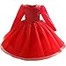 Myosotis510 Girls' Lace Princess Wedding Baptism Dress Long Sleeve Formal Party Wear for Toddler Baby Girl (7-8 Years, Red)