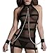 Women's Transparent Babydoll Lingerie Miniskirt Bundle set (Black)
