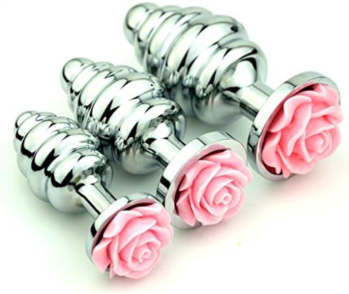 JU2Y3E 3pcs/size Stainless Steel Rose Base Massager Toys for Beginner Thread Shap for Different Stimulus