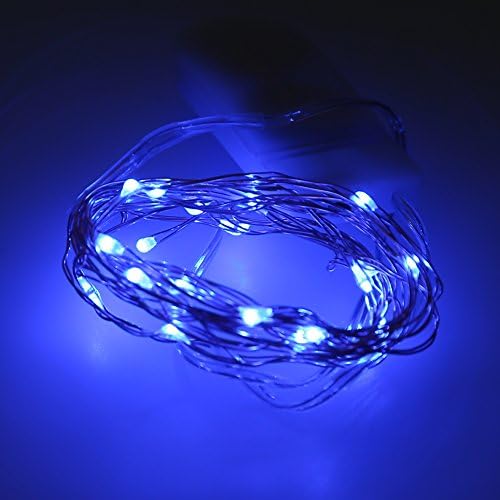 FISHBERG 3 Sets LED Starry Lights 20 Micro LEDs on Ultra Thin Copper Wire,2 X CR2032 Batteries Operated Fairy Lights for Wedding Centerpiece or Table Decorations (Copper wire, Blue)