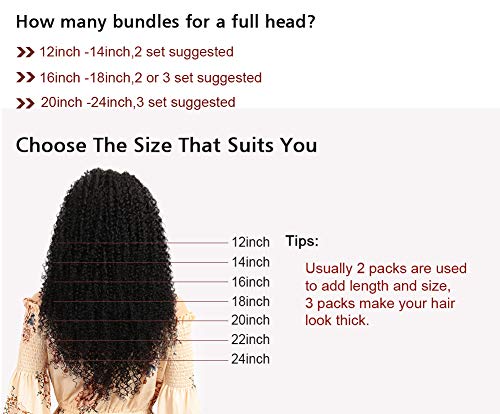 Jiarosi Kinky Curly Clip in Hair Extensions 14 inch 3C 4A Afro Curly Hair Clip ins,Thick 8A Brazilian Real Remy Human Hair Kinkys Curly Clip ins for Woman, Natural Black Color,10Pcs/Set,120 Gram(14)