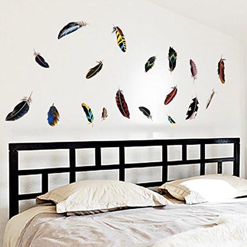 Colorful Feathers Wall Sticker Decal Home Paper PVC Murals House Wallpaper Bedroom Kids Babies Living Room Art Picture Decoration