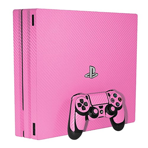 3D Carbon Fiber Soft Pink - Air Release Vinyl Decal Faceplate Mod Skin Kit for Sony PlayStation 4 Pro Console by System Skins