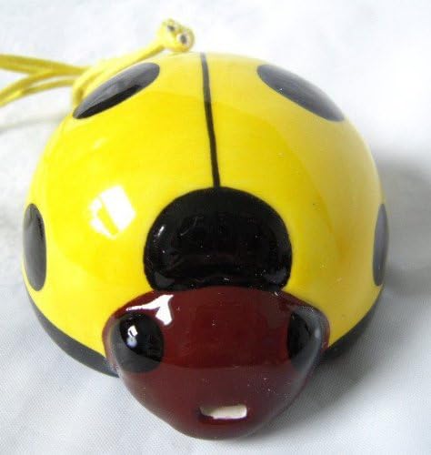 Yellow Lady Bug 4 Holes Novelty Pendant Ceramic Ocarina. Great Gift, Dexterous, Easy to Carry and Learn. Linn's Arts!