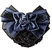 LiveZone (Pack of 3) Women Hair Bun Cover Net Snood Hairnet Bowknot Decor Barrette Hair Clip Bow Lace Flower Hair Accessories,3 Color-Black & Blue & Purple