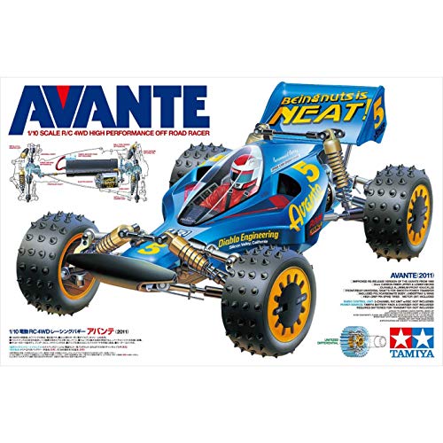 TAMIYA 58489 1:10 Avante 2011, ferngesteuertes Auto, RC Fahrzeug, Modellbau, Bausatz zum Zusammenbauen, Bausatzmodell