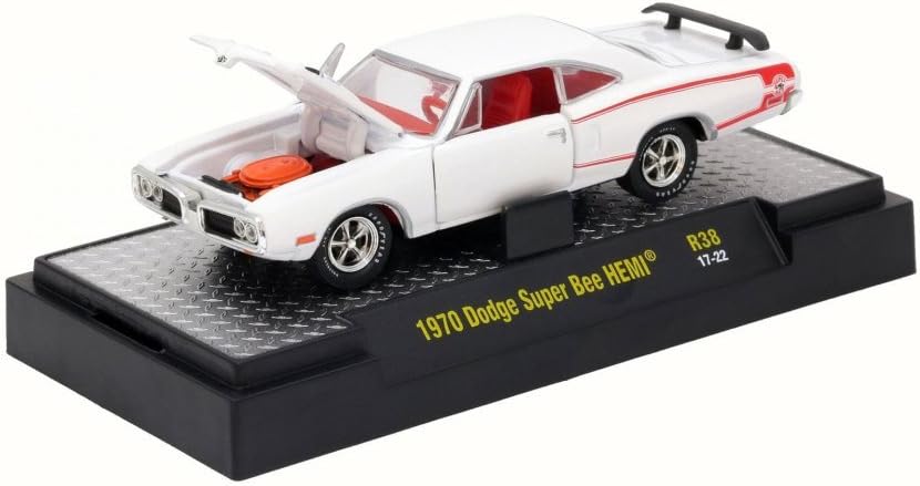 Castline M2 1970 Dodge Super Bee HEMI, White w/ Red Detail 32600/38 - 1/64 Scale Diecast Model Toy Car