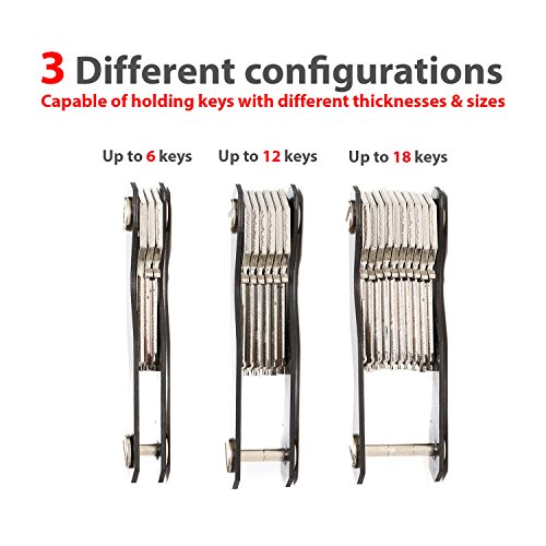 Compact Key Holder - A Carbon Fiber & Stainless Steel Key Chain Organizer that Holds Up to 18 Keys with Utility Multi-Tool - Key Gadget includes Pill Holder, Bottle Opener, Carabiner, Gift (Pack of 2) - Thumbnail 4