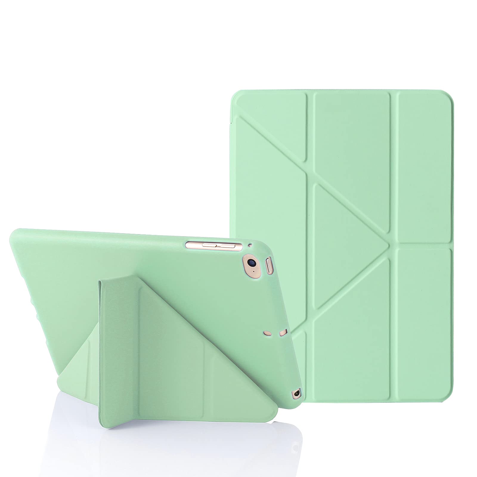 MuyDoux Origami Case for iPad mini 5 4 3 2, iPad Mini Case 7.9 Inch, 5-in-1 Multiple Viewing Angles, Smooth Front Cover & Shockproof Soft Flexible Back, Auto Sleep/Wake, Green