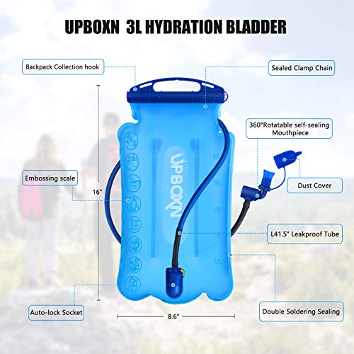 UPBOXN Hydration Bladder 3L Water Reservoir, BPA Free Leak Proof Water