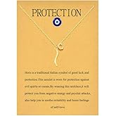 Dainty Letter Italian Horn Pendant Necklace for Women's Spiritual Protection Jewelry