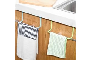 shlutesoy Over Door Tea Towel Rack Bar Hanging Holder Rail Organizer Bathroom Kitchen Hanger Pink