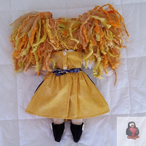 Fabric Art Doll with Golden Hair and Dirndl - Thumbnail 5