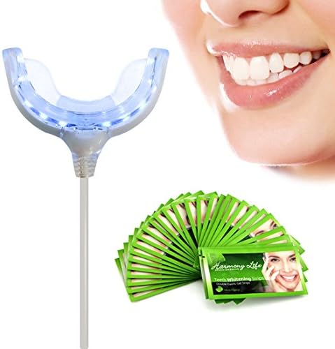 Home Professional Teeth Whitening Kit with 6% HP Double Elastic Gel Strips,10 LED Teeth Whitening Accelerator Light for IPhone,Android &amp; USB,LED Light for Whitening Teeth Faster