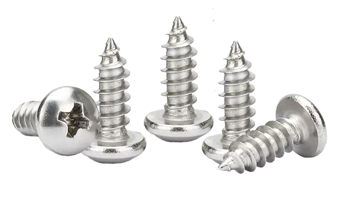 M5x18mm Phillips Pan Head Wood Screws 304 Stainless Steel Self-Tapping Screws for Wood/Sheet-Metal/Plasterboard Full Thread(50pcs) — image 1