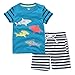 Fiream Little Boys' Cotton Clothing Short Sets(Blue,3T)