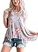 Sidefeel Women High Neck Floral Print Sleeveless Tank Top Small Grey