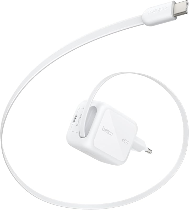 Chargeur USB-C GaN 67 W avec Câble USB-C Rétractable 1 M Et Port USB C, pour iPhone, Recharge Rapide pour iPhone 17 Et 16 Series, Galaxy S26 Series, AirPods, Tablettes, MacBook, Chromebook