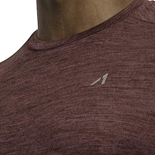 Alive Men's Tee Shirt Active Quick Dry Workout Short Sleeve Shirts Crew Neck (Coach Red Heather, X-Large) - Thumbnail 6