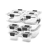 Rubbermaid Brilliance 100% Leak-Proof Microwavable Crystal Clear Food Storage Container Set, 22-Piece