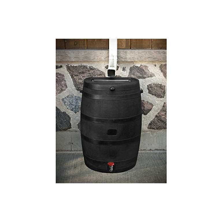 Rain Barrel 50 Gallon Flat Back Water Storage Tank Garden Outdoor