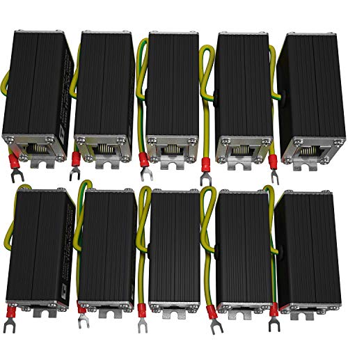 Ethernet Surge Protector (10 Pack) PoE+ Gigabit - Gas Discharge Tube for Full Protection -Mounting Flange- RJ45 Lightning Suppressor- LAN Network CAT5/CAT6 Thunder Arrestor -1000 Mbps- Tupavco TP302 - Thumbnail 5