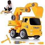 Ultimate Take-A-Part Construction Truck Toy Friction Powered Vehicle 2-In-1 Building Set | Fun Educational Build Take Apart Car Playset For Kids | Engineering Toys For Children | 3 Assembly Tools Kit