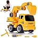 Ultimate Take-A-Part Construction Truck Toy Friction Powered Vehicle 2-In-1 Building Set | Fun Educational Build Take Apart Car Playset For Kids | Engineering Toys For Children | 3 Assembly Tools Kit