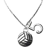 Personalized Volleyball Charm Necklace with Number Charm for Women and Girls, Volleyball Player Gift