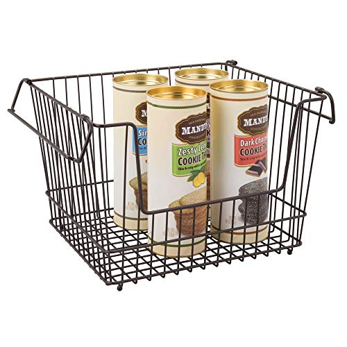 mDesign Modern Farmhouse Metal Wire Household Stackable Storage
