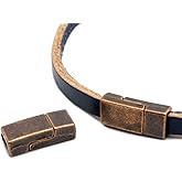 Pack 10 Flat Magnetic Clasps for Jewelry Making Leather Strap Glue in 5x2mm Hole Antique Copper
