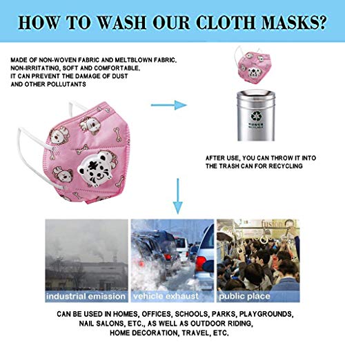 Jizvestia 7pcs 5 Ply Facial Bandanas for kids Filtration>95% with Breathing valve