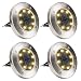 GIGALUMI Solar Ground Lights,Solar Disk Lights Outdoor Waterproof Solar Garden Lights for Pathway in-Ground Lawn Yard Deck Patio Walkway - Warm White (4 Pack)