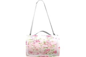 MNSRUU Picnic Blanket Waterproof Foldable, Vintage Pink Rose Large Outdoor Picnic Blanket Beach Blankets Camping Blanket Travel Mat, Shoulder Strap Tote, Rectangle 57x59in