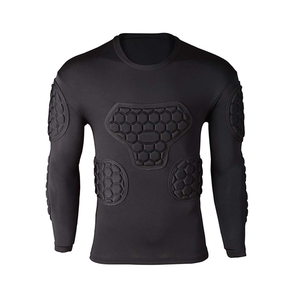 Photo 1 of Shinestone Adult Men's Goalkeeper Armor BodyShield Padded Compression Long Sleeves Shirt with Sponge Protector for Football Baseball(Shirt-02,Large)