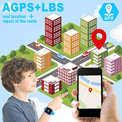 [SIM Card Included] Kids Smartwatch with GPS Tracker, Waterproof Smart Watch for Kids Boys Girls Age 3-12 Year Old, SOS Alarm Clock Digital Wrist Watch Phone Holiday Birthday Gift (Blue) - Thumbnail 4