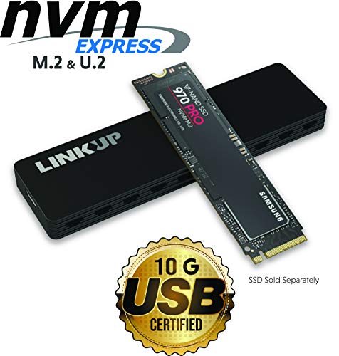 LINKUP NVMe Enclosure M.2 SSD to USB C 10Gbps Adapter | Aluminum Case USB 3.1 Gen 2 (10 Gbps) to PCIe Gen3 x2 Bridge Chip | for Windows & Mac | Compatible for Samsung 960/970 EVO/PRO WD Black Intel