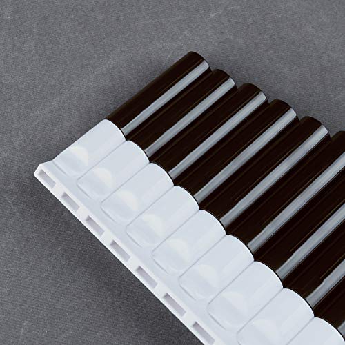 New Arrival 16 Pipes Pan Flute Pan Pipe G Key ABS Plastic Traditional Woodwind Musical Instrument for Beginner and Musical Lover (18 Pipes, dark brown and white) - Thumbnail 2
