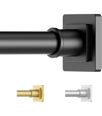 YOUTHINK Shower Rod Wall Holder – 2-Pack Square End Retainer Bracket, No-Drill Adhesive Or Screw Mount For Smooth Walls