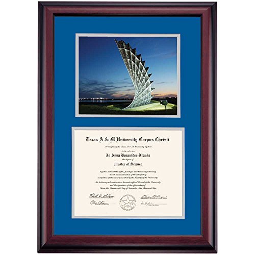 Texas A&M Corpus Christi TAMUCC Islanders Diploma Frame Blue Gray Matting Photograph