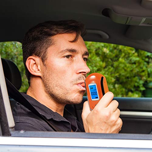 Professional Breathalyzer, Portable Breath Alcohol Tester, Digital Battery Power Alcohol Detector with LCD Display, 6 Mouthpieces and Sound Alarm