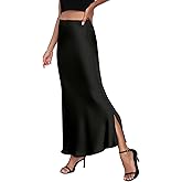 PEIQI 2026 Women's Satin High Waisted Maxi Skirts Summer Fall Silk Cocktail Party Flared Casual A Line Skirt