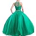 Meilishuo Girls High Neck Beads Flower Girl Pageant Ball Gowns