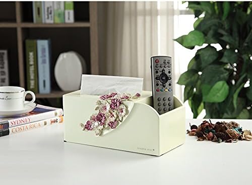 Yxsd 24.5x13.5x11.5cm Minimalist Cute Resin Tissue Box,Butterfly Flower Remote Control Storage Box,Pumping Tray (Color : #2)