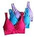 Cabales Women's 3-Pack Seamless Wireless Sports Bra with Removable Pads, Red/Blue/Purple, XX-Large