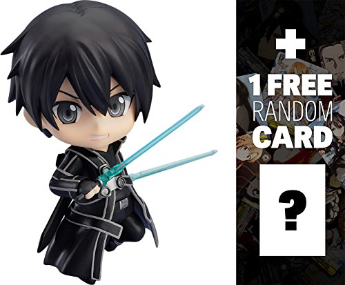 Kirito: ~3.9" Sword Art Online x Nendoroid Mini Action Figure + 1 FREE Sword Art Online Trading Card Bundle
